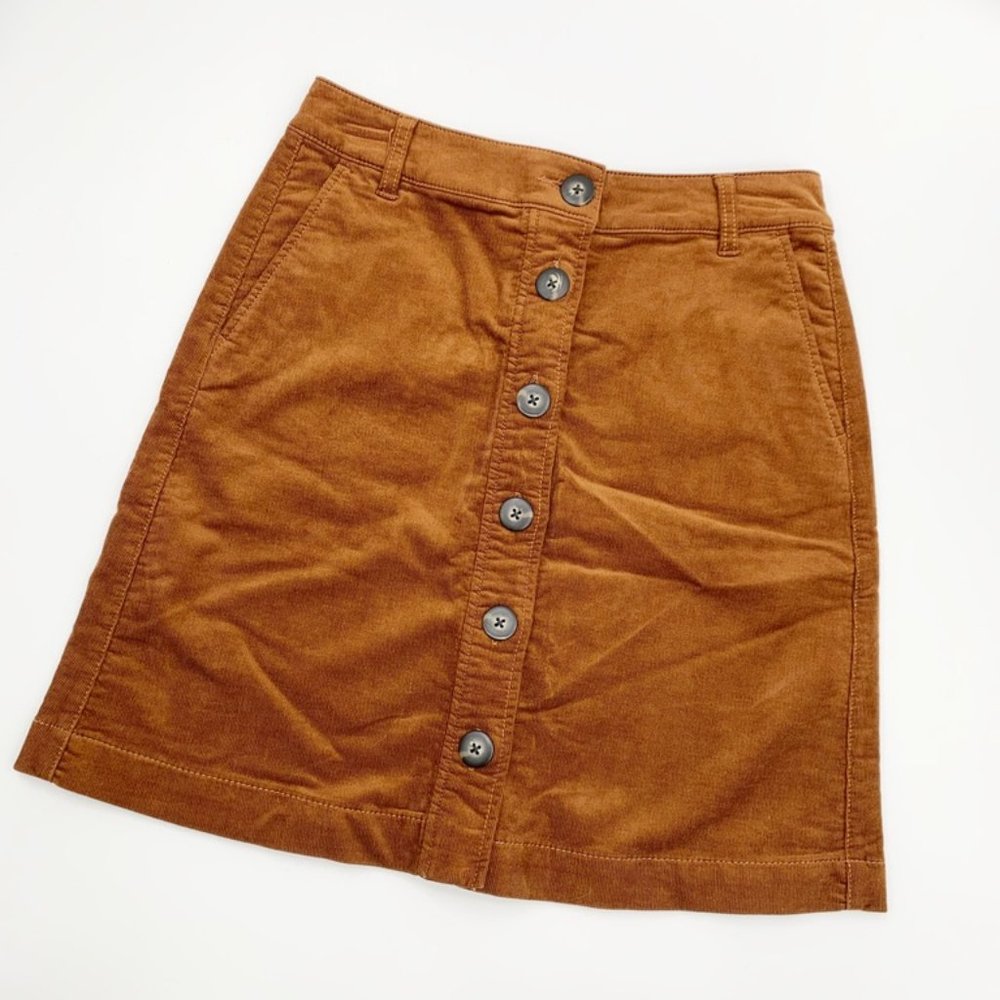 CAbi Toffee Brown Corduroy University Skirt SZ 4